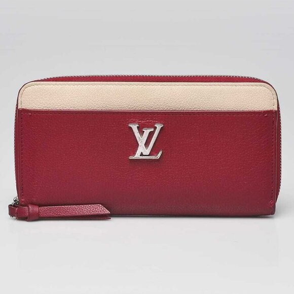 Louis Vuitton Red/White Leather Lockme Zippy Wallet - Picture 1 of 9